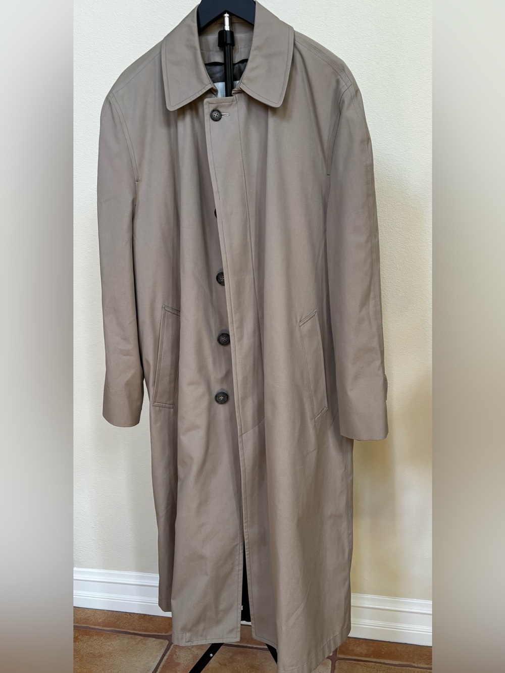 Vintage London Fog Men's Long Trench Coat in Taupe